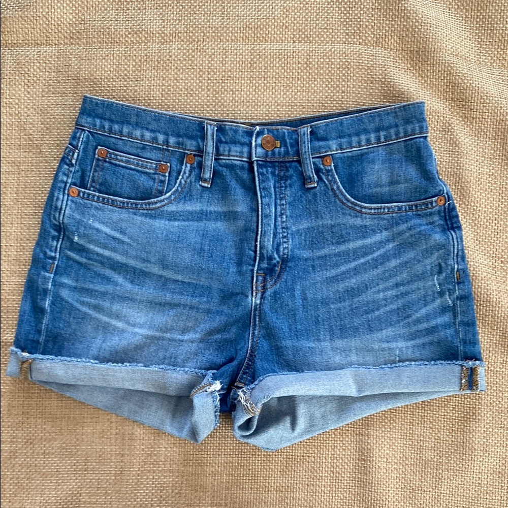Madewell Blue Jean Shorts Distressed Rolled Cuffs